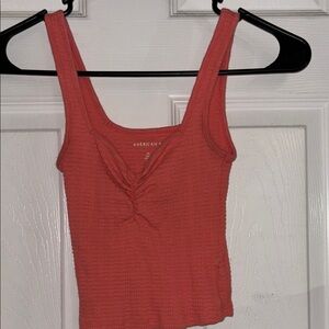 American Eagle Outfitters Pink Ribbed Crop Tank Top